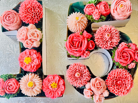 Deluxe number box floral cupcakes -standard size (number of cupcakes varies by box)