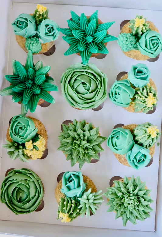 Cactus and Succulent cupcakes