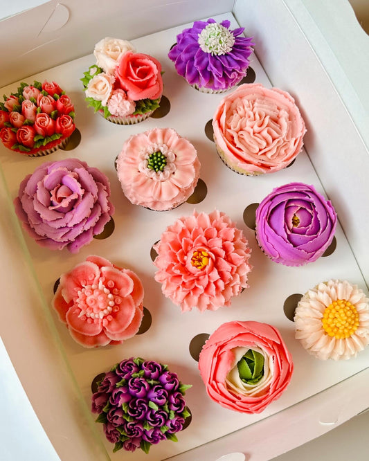 12 classic floral cupcakes box- standard size